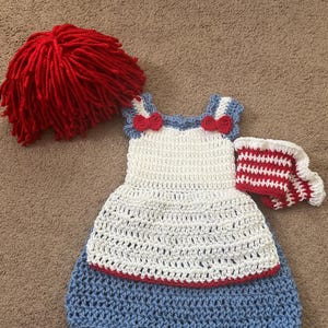 Crocheted Raggedy Ann Costume: Baby Photo Prop Outfit