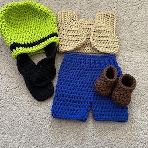 Goofy Costume/Crochet Goofy Costume/ Goofy Photo Prop Newborn to 18 Months- MADE TO ORDER