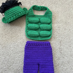 Hulk Inspired Costume/Hulk Hat/Hulk Superhero Costume Baby Photo Prop Newborn to 18 Month Size-MADE TO ORDER