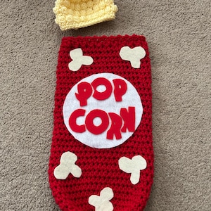 Crochet Popcorn Baby Cocoon/Newborn Photography Prop/Infant Halloween Costume/Baby Shower Gift/Baby food Cocoon/MADE TO ORDER