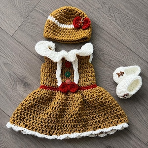 gingerbread dress crochet pattern Free Experienced Red Heart Gingerbread Baby Set Crochet Pattern