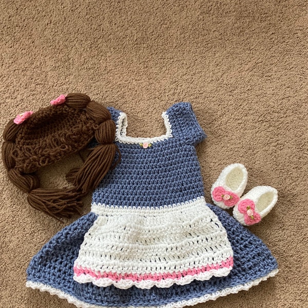 Crochet Cabbage Baby Doll Costume--Baby Outfit--Baby Doll Dress--Baby Shower--Made to Order