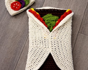 Crocheted Baby Burrito Cocoon: Newborn Photo Prop, Cinco De Mayo Costume
