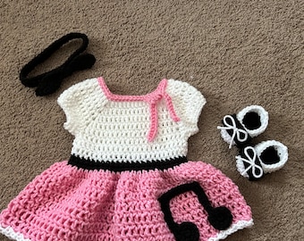 50's Pink Poodle Skirt Sock Hop Dress Baby Girl Halloween