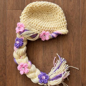 Crochet Rapunzel Costume, newborn photography, infant Halloween, Baby shower gift, MADE TO ORDER image 2