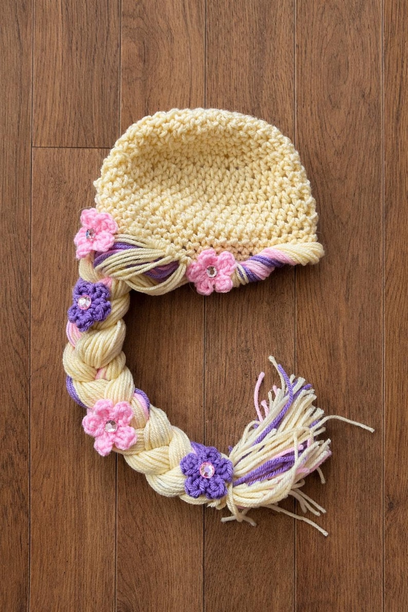 Crochet Rapunzel Costume, newborn photography, infant Halloween, Baby shower gift, MADE TO ORDER image 2