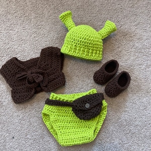 Shrek Costume/Green Ogre Costume/Shrek Outfit/Smash Cake Session/Newborn to 18 months/Made to Order