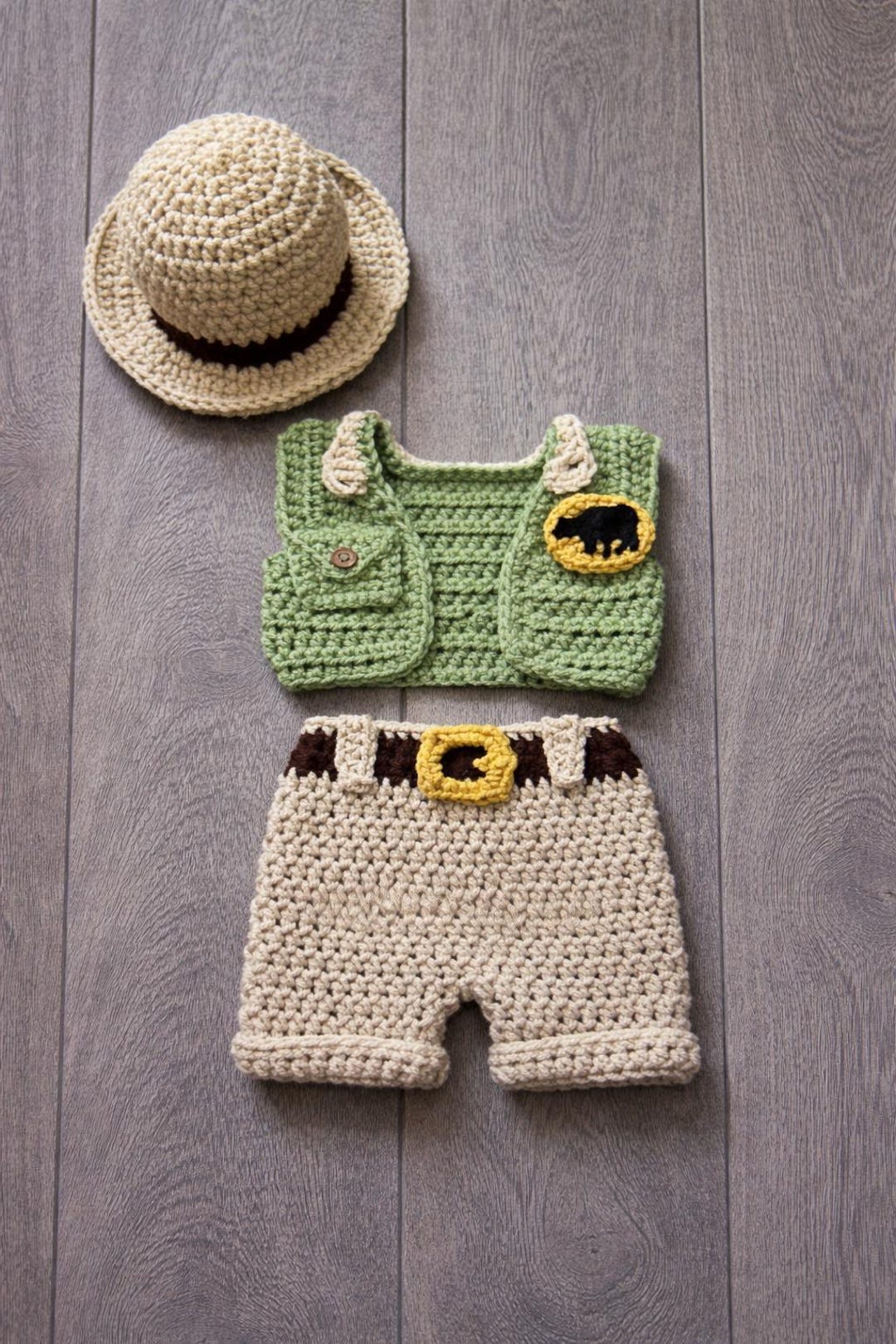 Crocheted Baby Park Ranger Costume, Safari Outfit, Photo Prop - Etsy