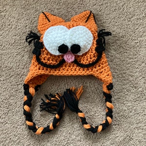 Orange Cartoon Cat Hat/Cat Hat/Cat Costume/Newborn to Adult/Made to Order