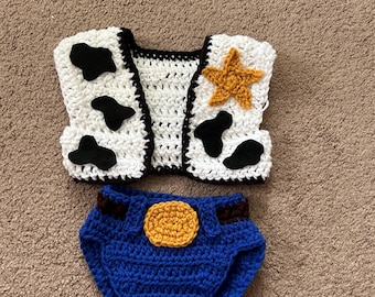 Crochet Woody Costume: Toy Story Inspired Outfit, Newborn to 18 Months