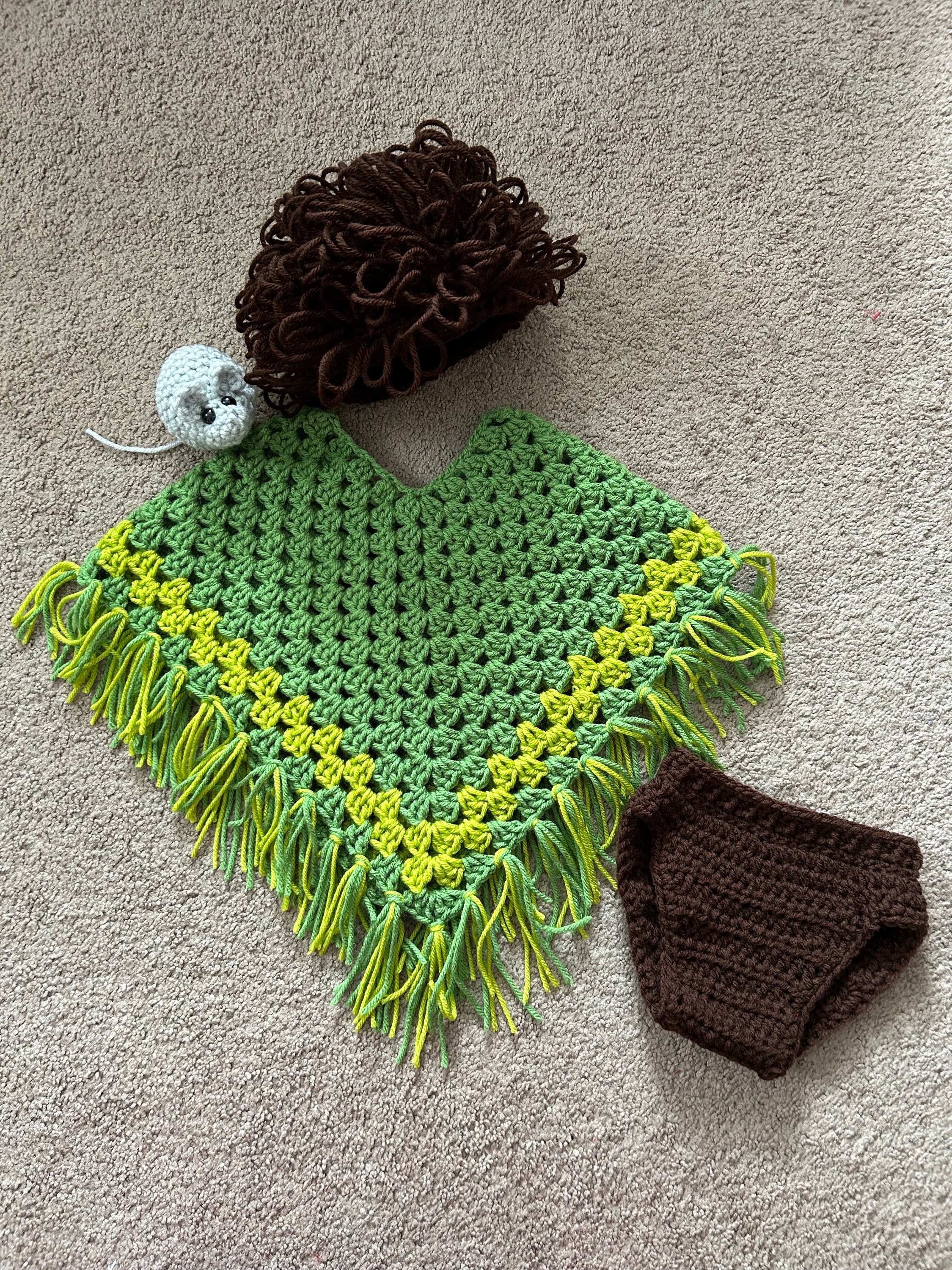 Crocheted Inspired Bruno Costume/Encanto Costume/Bruno from Encanto Costume/Baby Costume/Poncho/Made to Order
