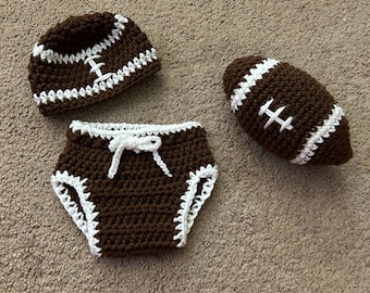 Crochet Baby Football Outfit: Newborn Photo Prop