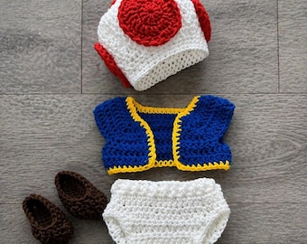 Crochet Baby Toad Costume: Super Mario Bros Photo Prop (MADE TO ORDER)