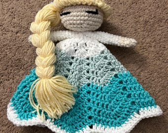 Elsa Inspired Crochet Doll Lovey - Security Blanket