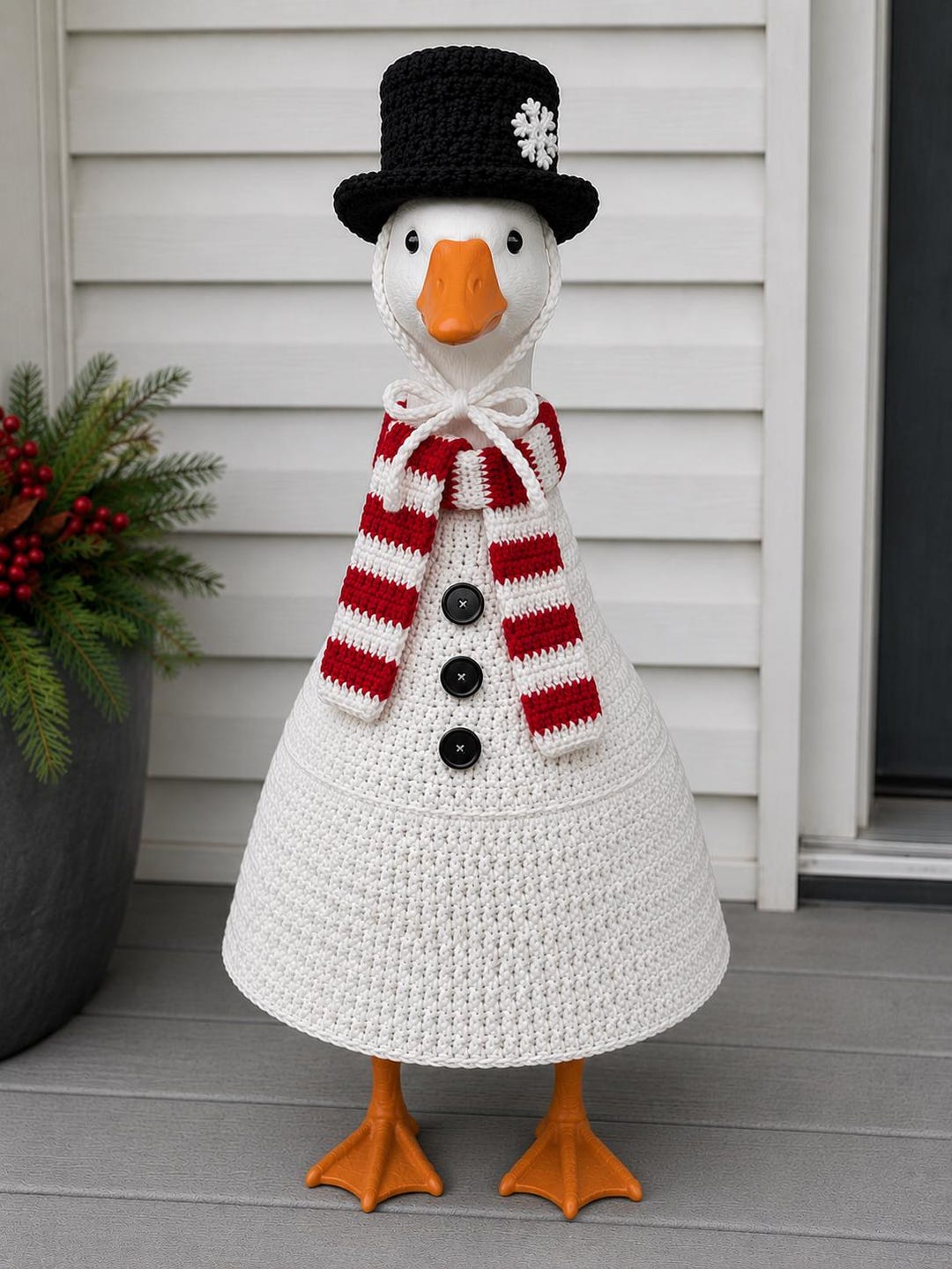 Snowman Porch Goose Outfit, Winter Snowman Goose Outfit, Seasonal Porch ...