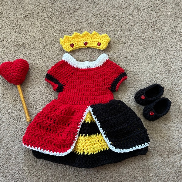 Queen of Hearts Costume/Queen of Hearts Dress Set/The Red Queen Costume/Made to Order