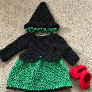 Crocheted Wicked Witch Costume: Wizard of Oz Outfit, Hat & Shoes