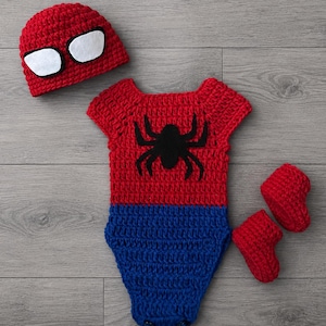 Crochet Spiderman Costume,Newborn Spiderman,Spiderman Hat,Newborn Photography, MADE TO ORDER