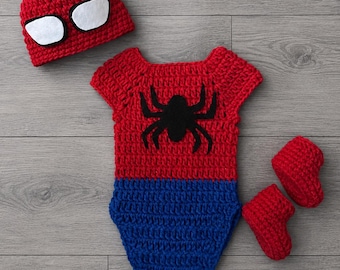 Crochet Spiderman Costume,Newborn Spiderman,Spiderman Hat,Newborn Photography, MADE TO ORDER