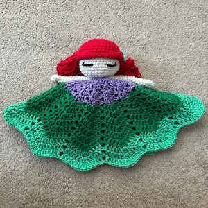 Crocheted Ariel Princess Lovey: Baby Security Blanket zdjęcie 2