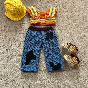 Crochet Construction Outfit: Baby Photo Prop, Halloween Costume