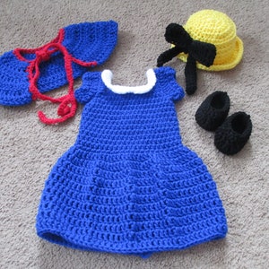 Crocheted Madeline Costume: Baby Dress, Cape, Hat & Shoes