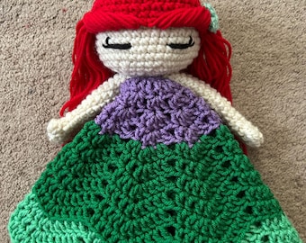 Crocheted Ariel Princess Lovey: Baby Security Blanket