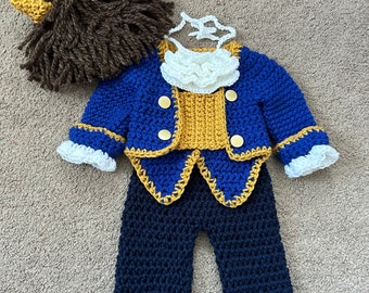 Beast Inspired Costume/Beauty and the Beast/Crochet Beast Hat/Disney Inspired Photo Prop Newborn to 18 Months- MADE TO ORDER