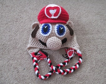 Super Mario Brothers Inspired Costume/Crochet Mario Bros. Hat/ Mario Inspired Photo Prop Newborn to Adult MADE TO ORDER