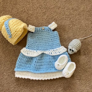 Princess Cinderella Inspired Costume/Crochet Princess Cinderella Dress/Cinderella/Princess Photo Prop Newborn to 18 Months- MADE TO ORDER