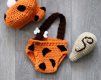 Cave Baby Boy Costume/Pebbles Outfit/Newborn to 12 months/ MADE TO ORDER