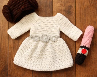 Crochet Princess Leia Costume, Newborn Photography, Infant Halloween, MADE TO ORDER