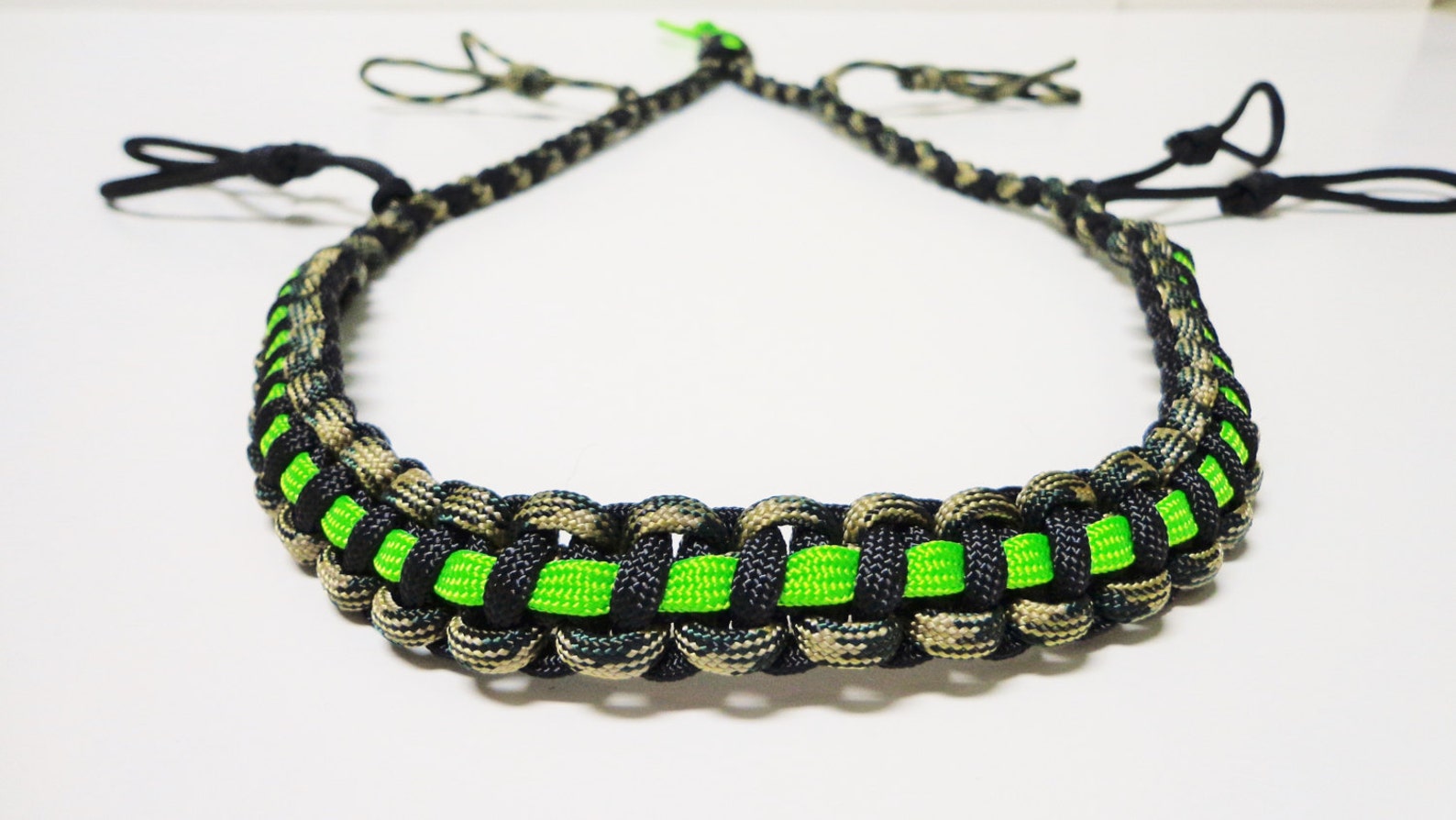 Custom Paracord Duck Call Lanyard Camo Black and Neon Green Hunting
