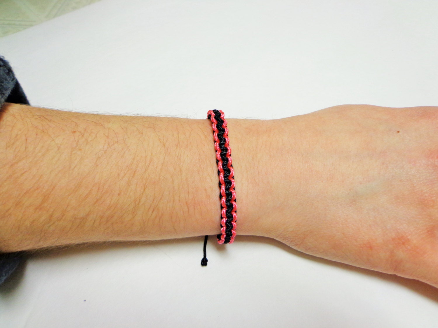 Micro Adustable Paracord Bracelet Black and Pink Colors Etsy