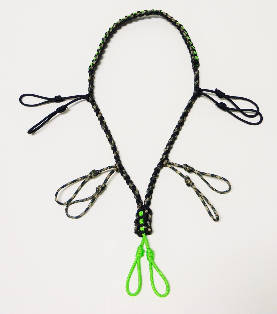 Custom Paracord Duck Call Lanyard Camo Black and Neon Green Etsy