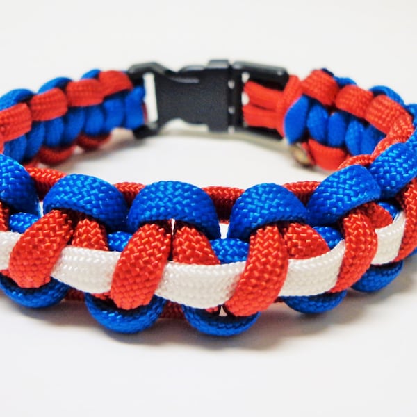 Paracord Bracelet - Red White and Blue - Survival Bracelet