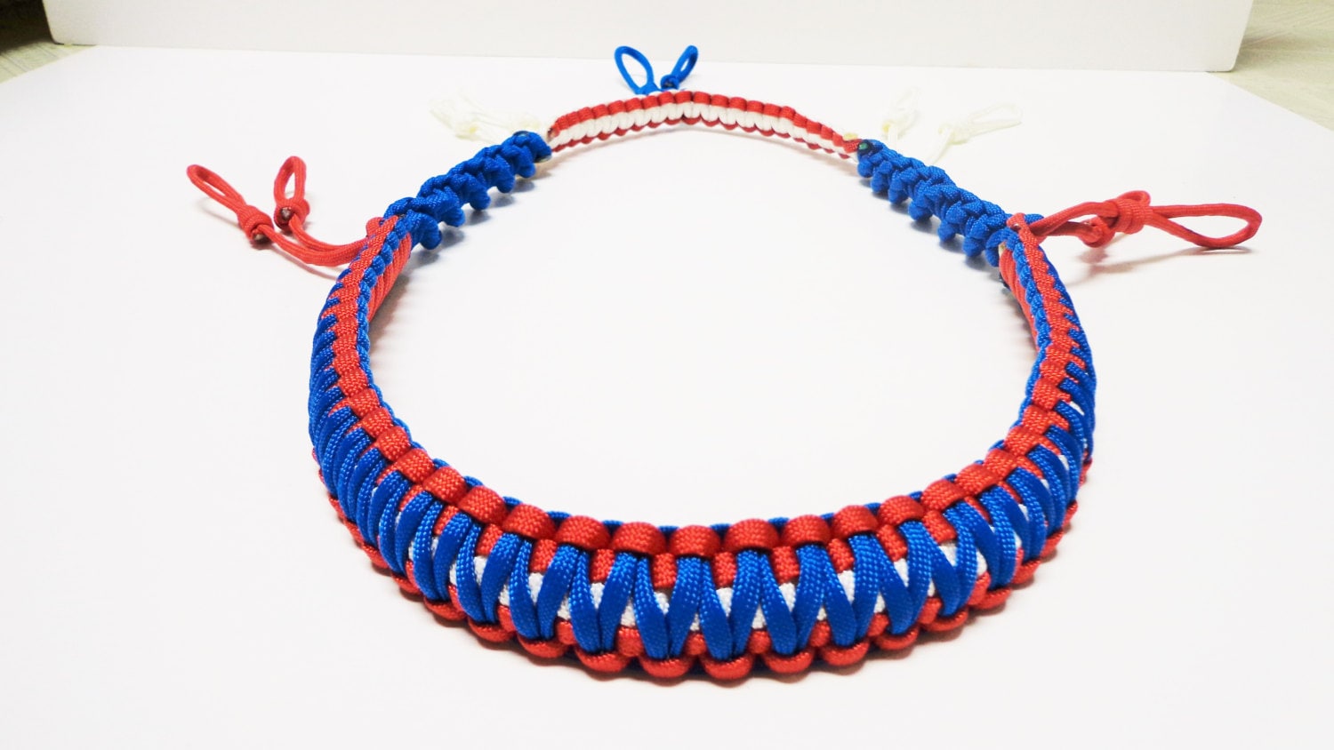Set of 3 Red White Navy Paracord Lanyards With Glow Ends and