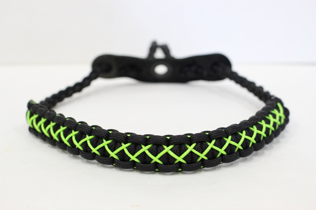 Bow Wrist Sling Custom Paracord Bow Sling Black and Neon Green Stitched