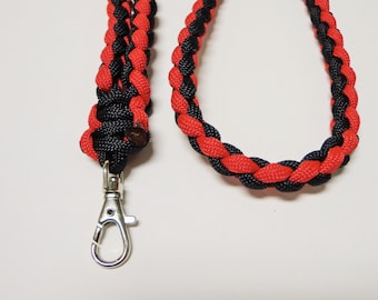 Custom Paracord Key/ID Lanyard - Black/Red