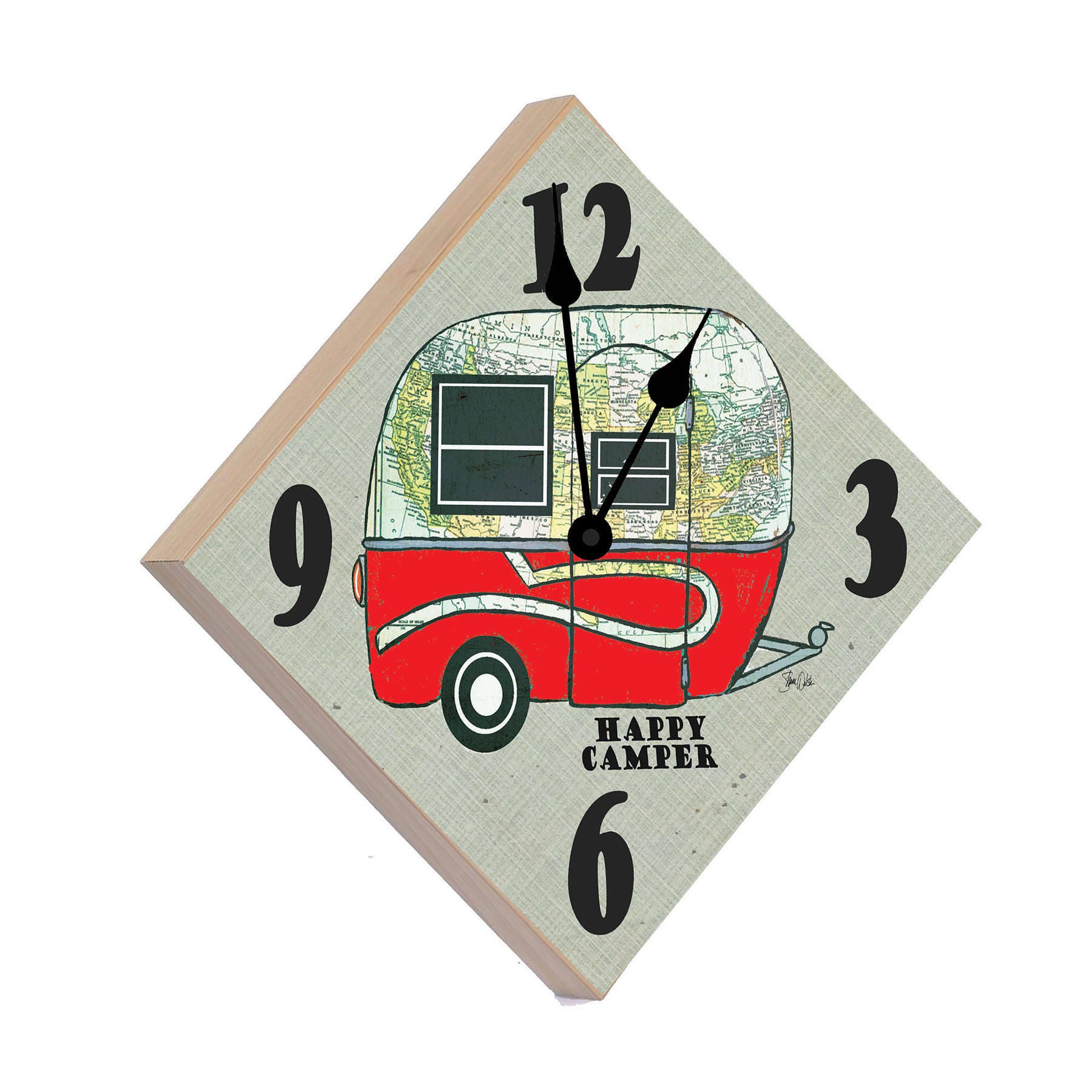 Happy CamperTravel Trailer wall clock. Wood panel wall Etsy