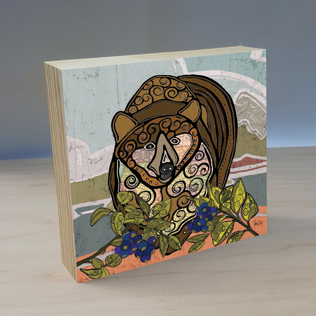 Grizzly Bear Wood Art Panel Woodland Art Wildlife Art Brown Etsy UK