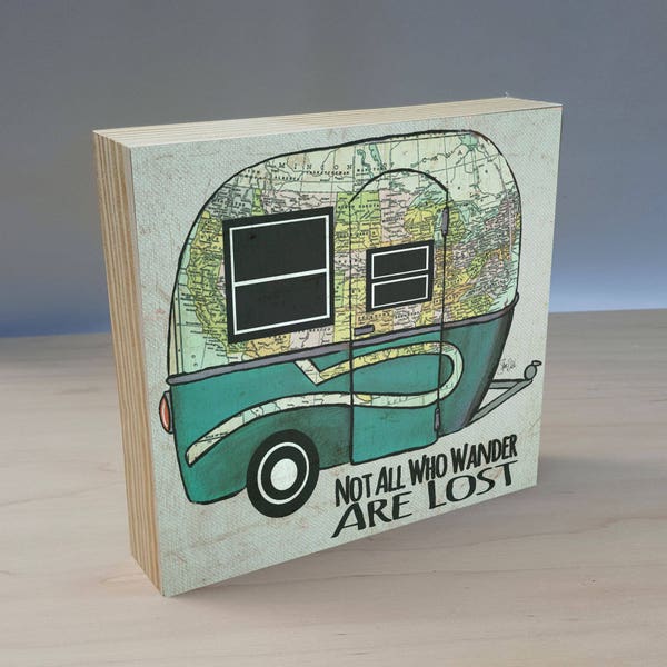 Travel Trailer Boler map panel. Customize state map art. Travel Trailer art. Not all who wander are lost. Trailer decor. Gift for camper.