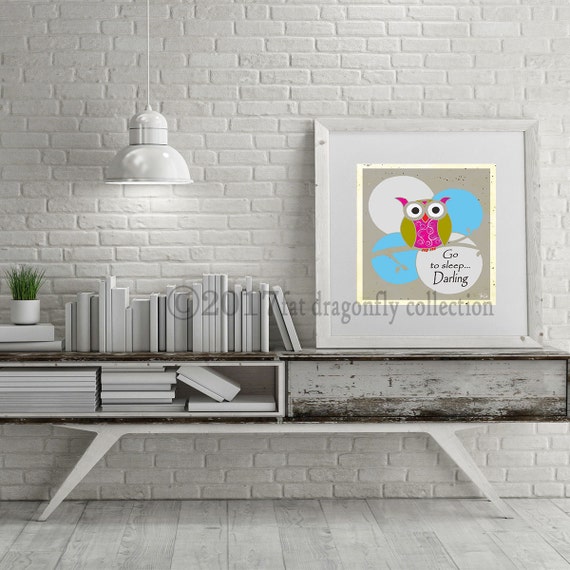 Owl Art Print For Child Bedroom Decor Owl Print Owl Poster Owl Decor Owl Wall Art Go To Sleep Darling Typography Print Shanni Welsh