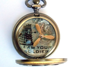 Doktor Kto kieszonkowy zegarek naszyjnik "ja jestem twoim żołnierzem!" Naszyjnik Dalek