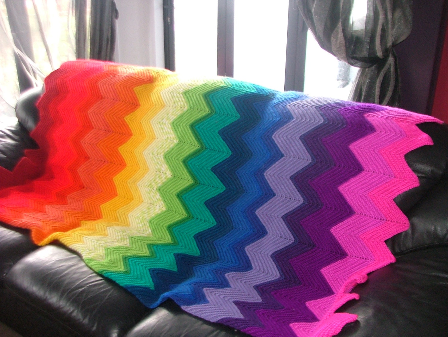 Rainbow chevron blanket crochet pattern sale