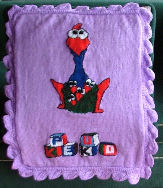 Knitted Pram Blanket. Uses Double Knitting Yarn. Measures 57 Cm Wide X