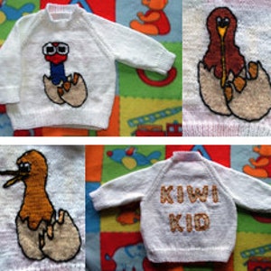 Baby/Toddler Jumper Pattern featuring Pukeko and Kiwi