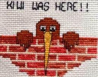 KIWI WAS HERE!! Cross stitch pattern