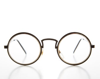 Round Circle Clear Lens Pretend Eyeglasses - Oreo