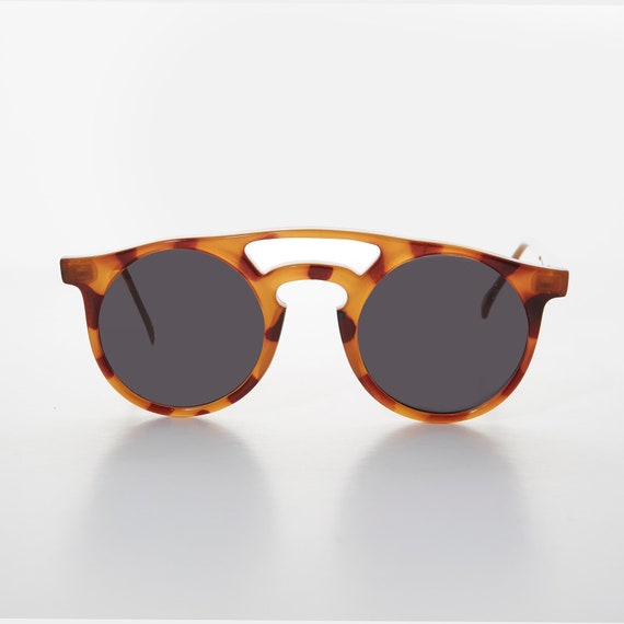 Round Black Old Timey Aviator Vintage Sunglasses -